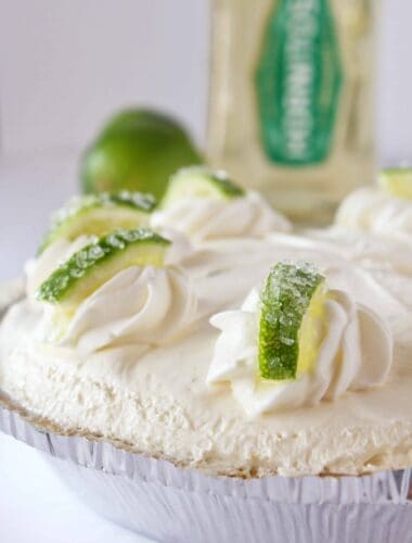 No Bake Margarita Cheesecake Recipe featured by top US dessert blogger, Practically Homemade