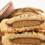 Reese's Peanut Butter Cup Stuffed Cookies with a cake mix