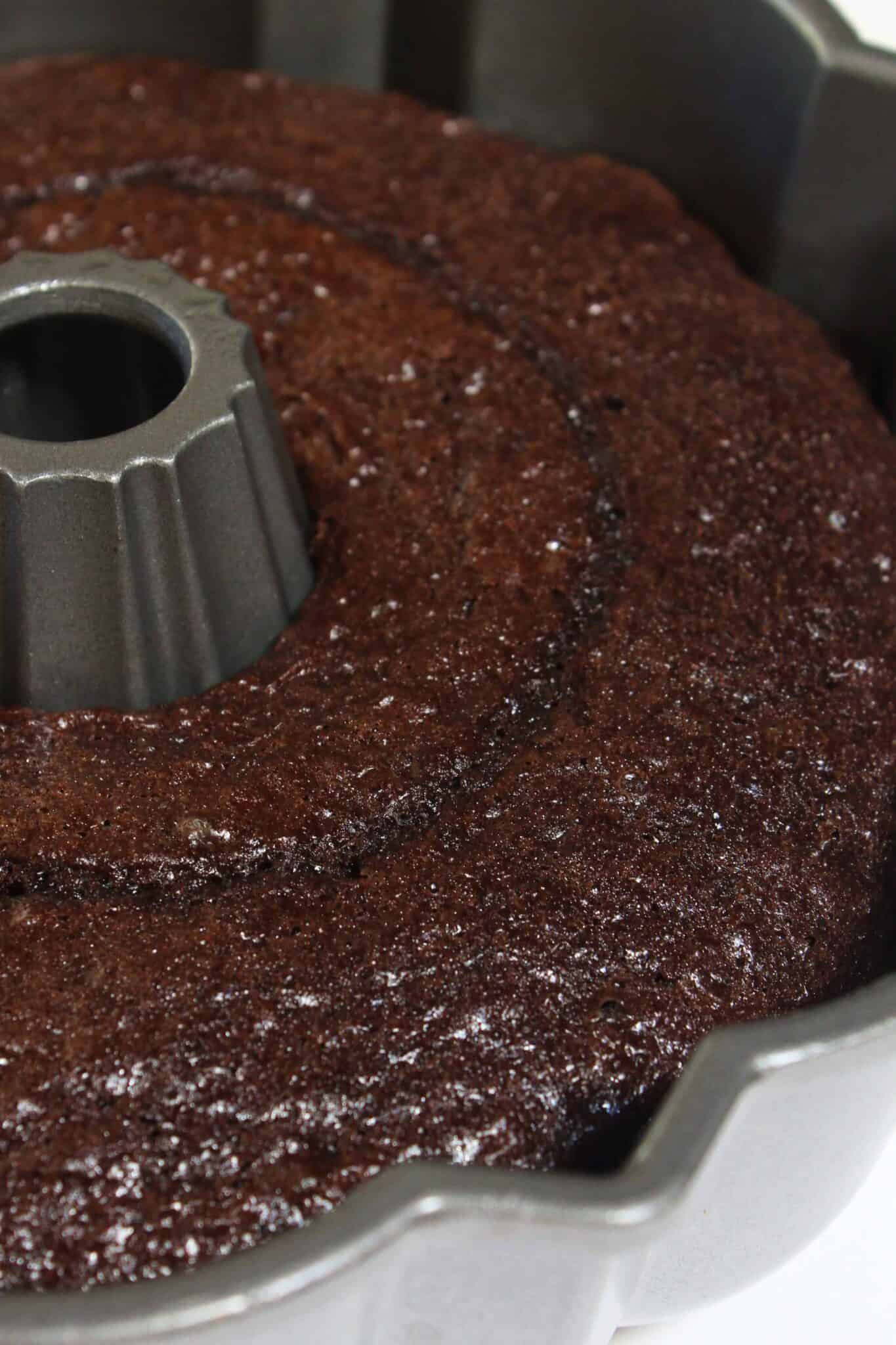 Texas Sheet Cake Bundt Cake Recipe featured by top US dessert blogger, Practically Homemade