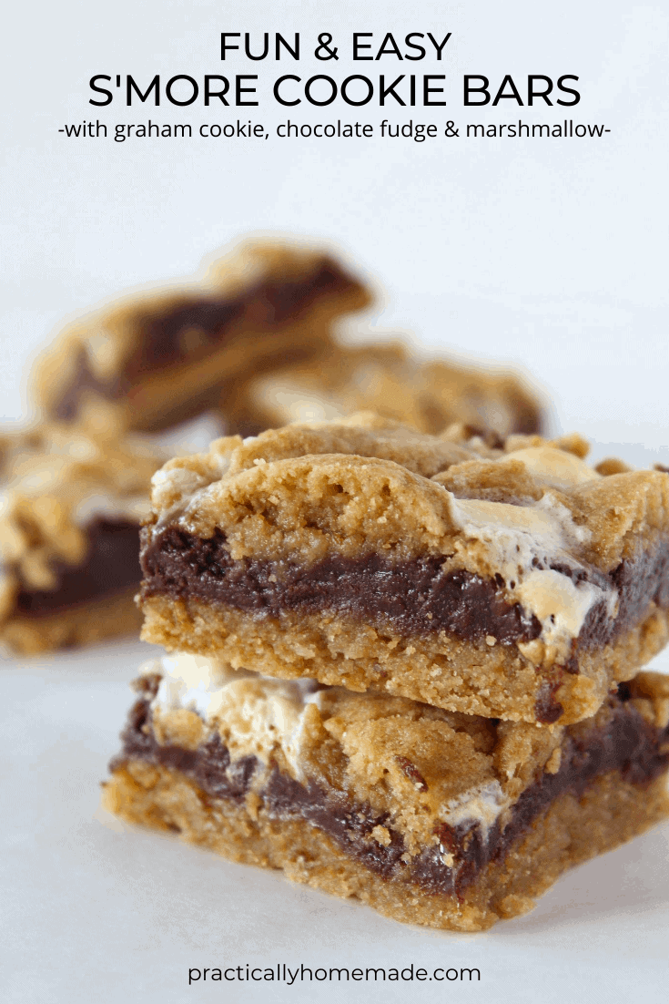 Fun S'mores Cookie Bars Recipe featured by top US cookie blogger, Practically Homemade