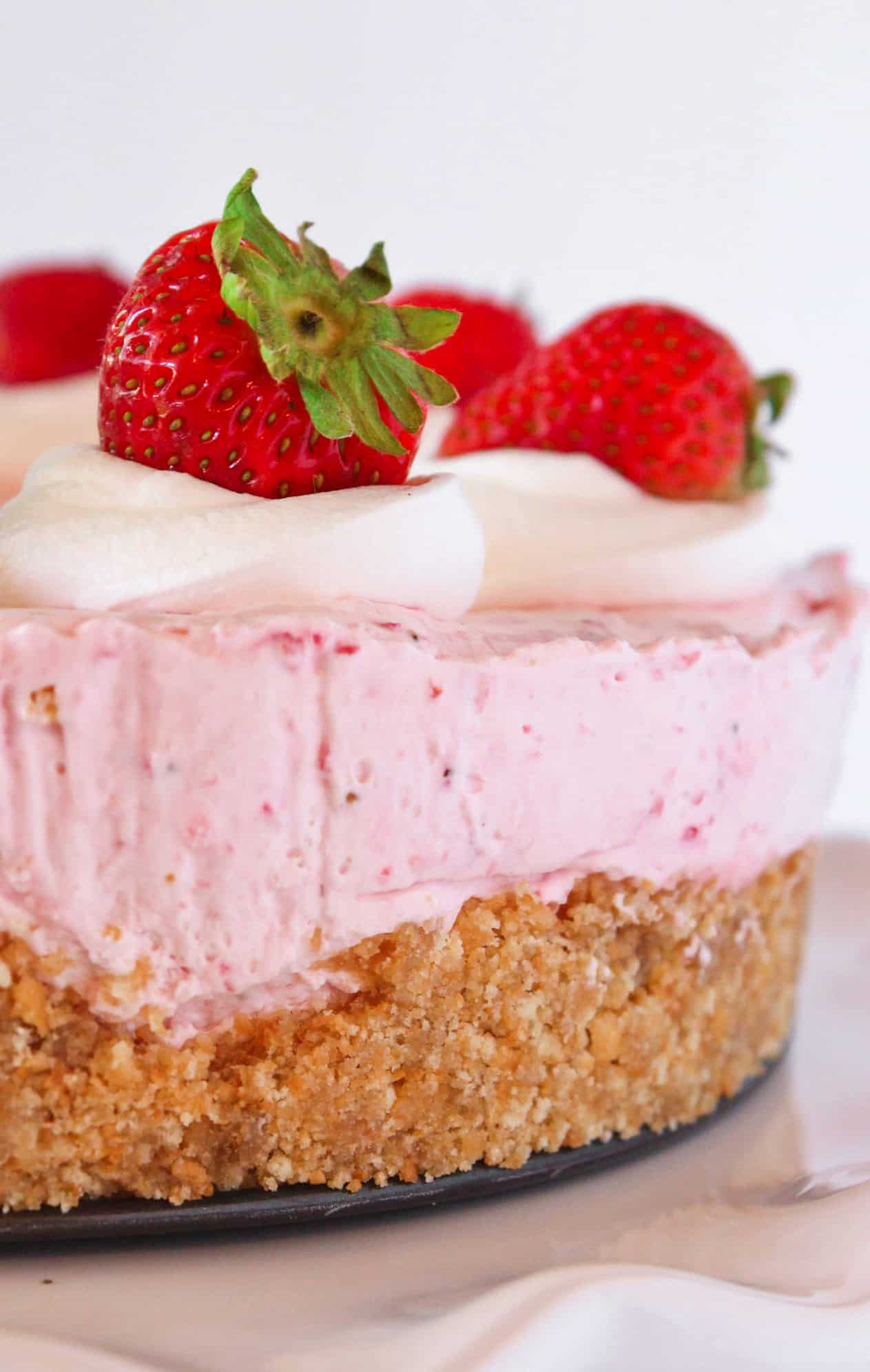 Easy No Bake Strawberry Cheesecake | Practically Homemade