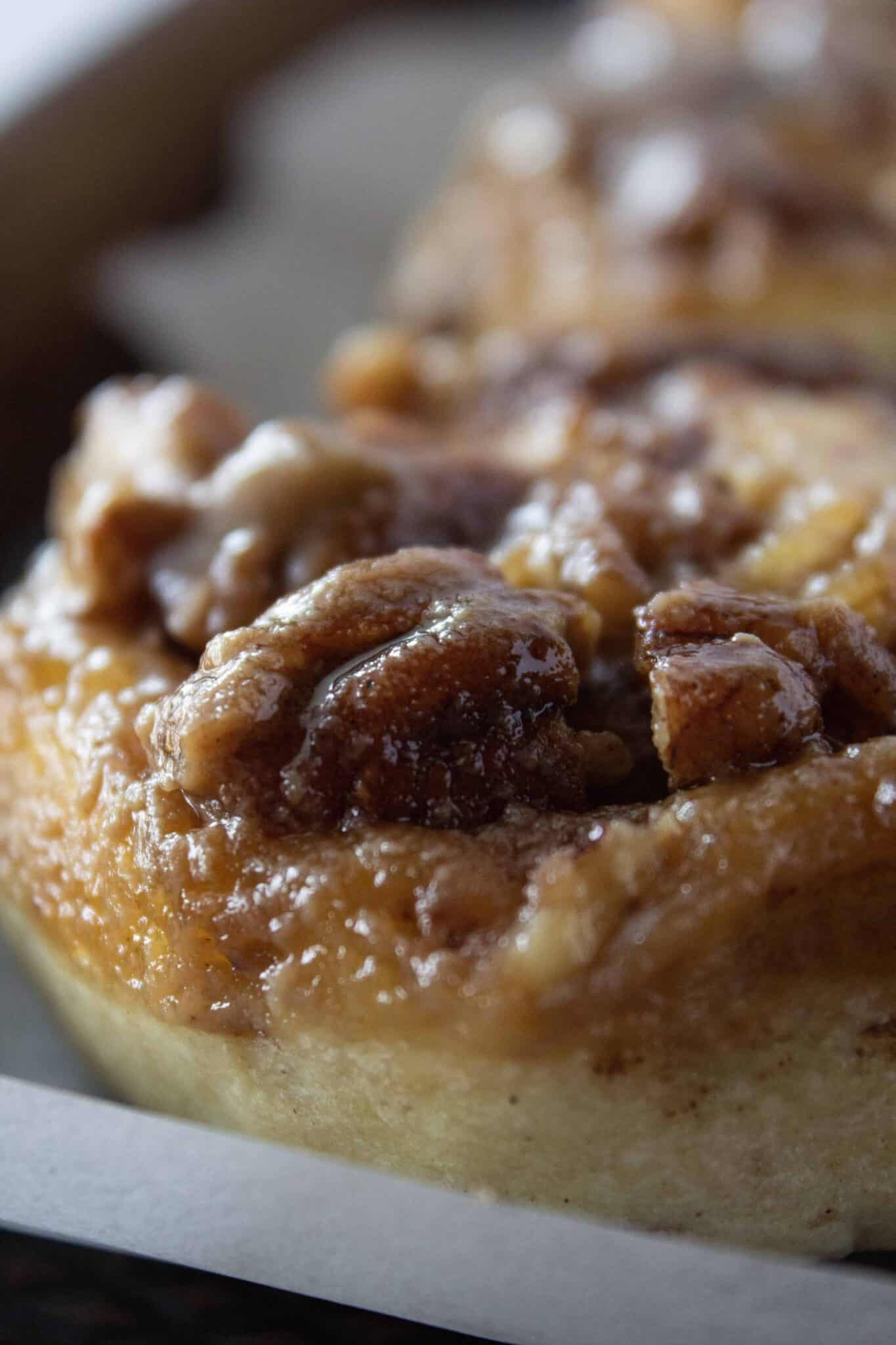 Easy Caramel Pecan Sticky Buns Recipe featured by top US dessert blogger, Practically Homemade