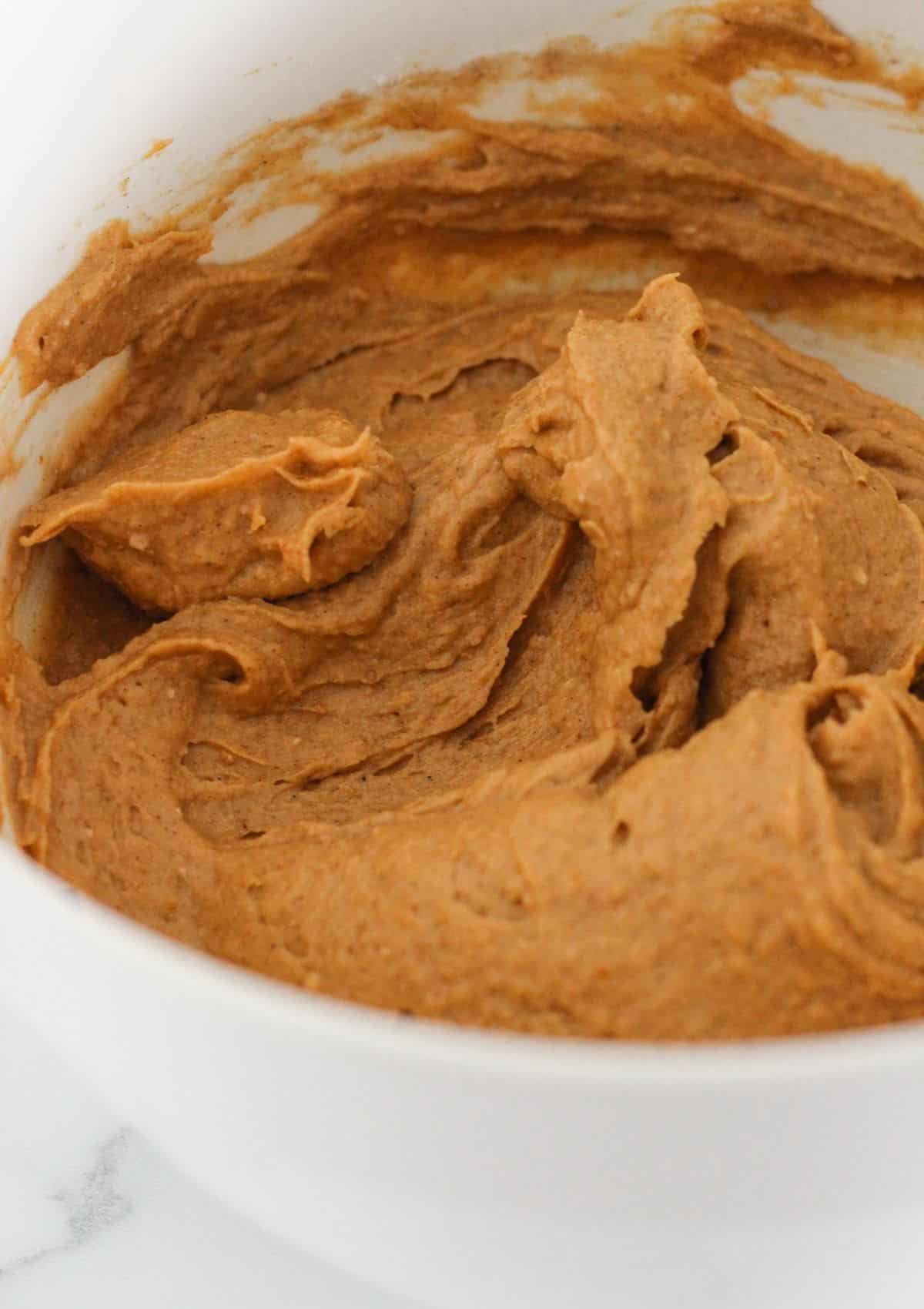 Finished pumpkin spice donut batter.