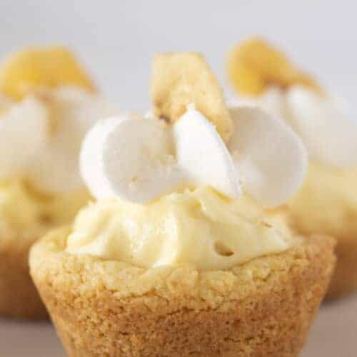 Banana Pudding Cookie Cups Recipe featured by top US cookie blogger, Practically Homemade
