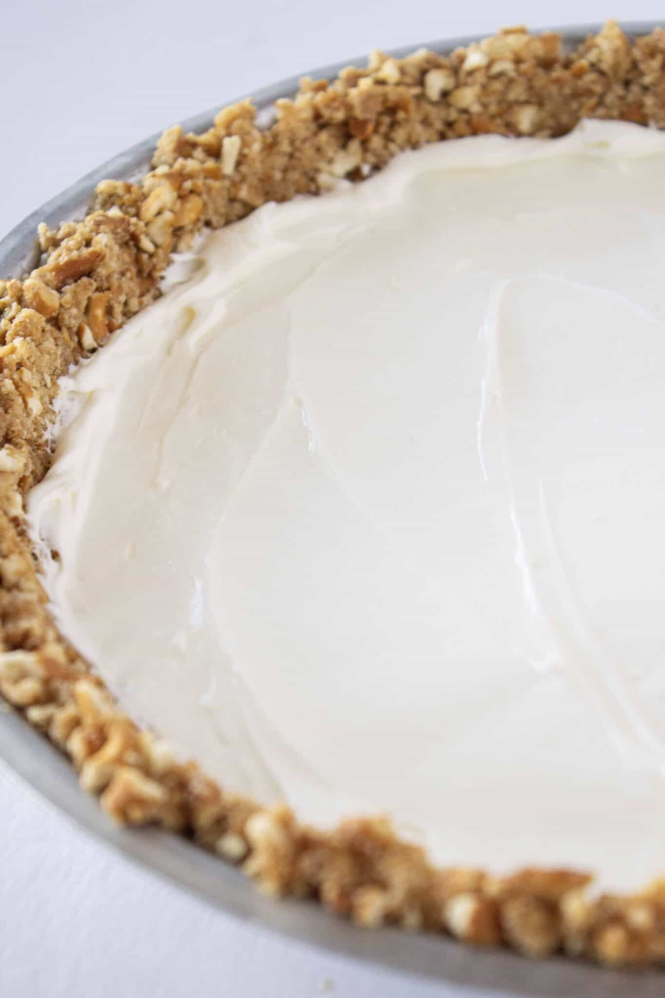 No Bake Raspberry Pretzel Pie Recipe featured by top US dessert blogger, Practically Homemade