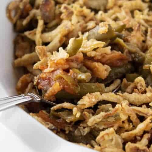 BBQ Green Bean Casserole Recipe | Side Dishes | Practically Homemade