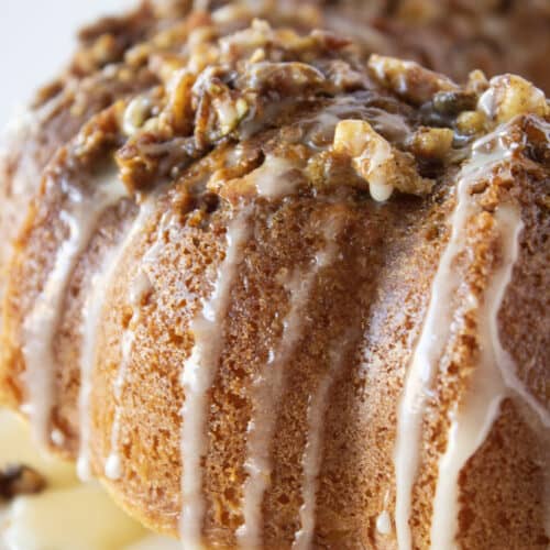 Easy Baklava Bundt Cake Recipe with a Cake Mix featured by top US dessert blogger, Practically Homemade