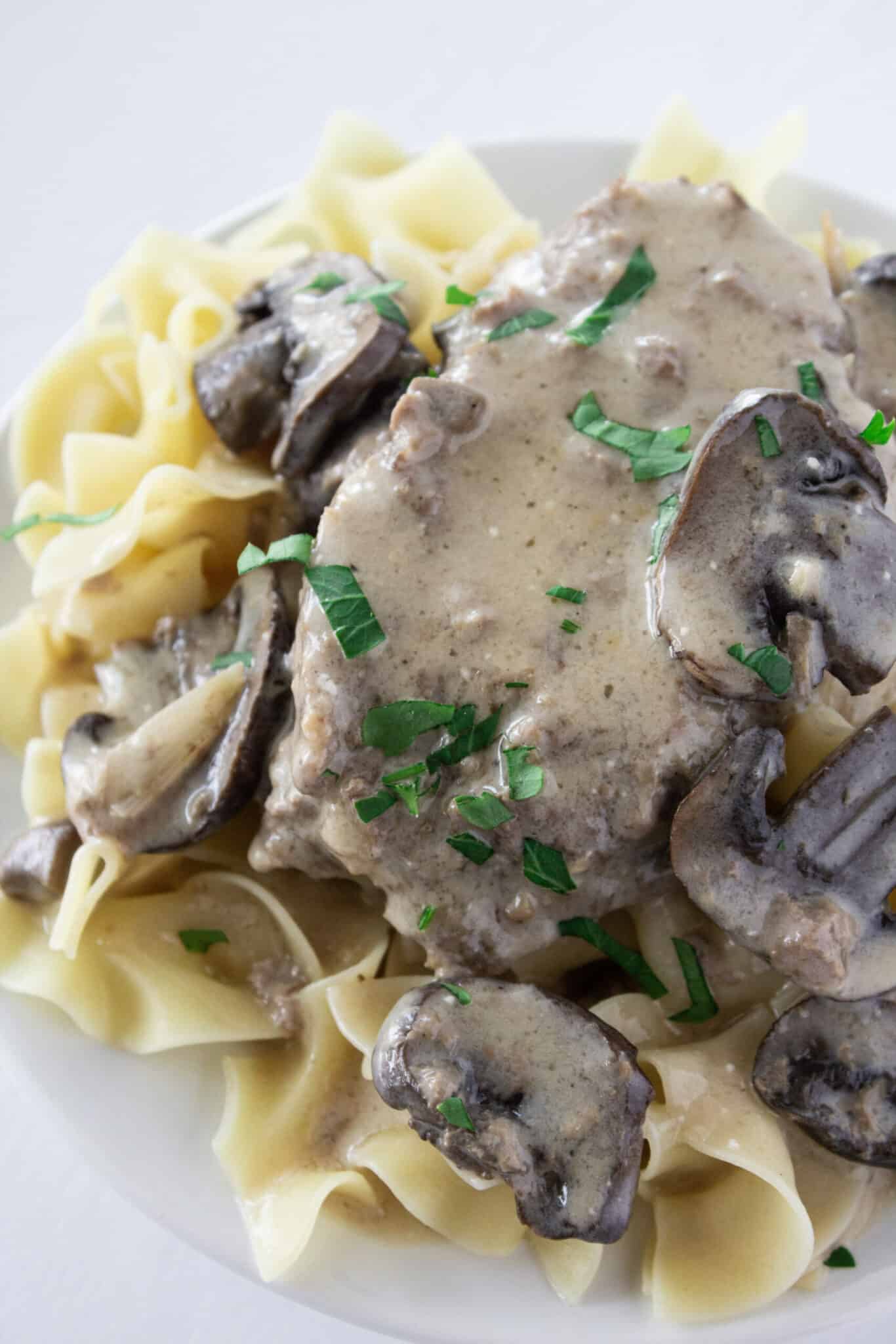Easy Crock Pot Beef Stroganoff Meatloaf, a winter recipe featured by top US food blogger, Practically Homemade