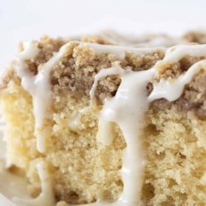 Eggnog Coffee Cake Recipe, the perfect Christmas morning breakfast, featured by top US food blogger, Practically Homemade