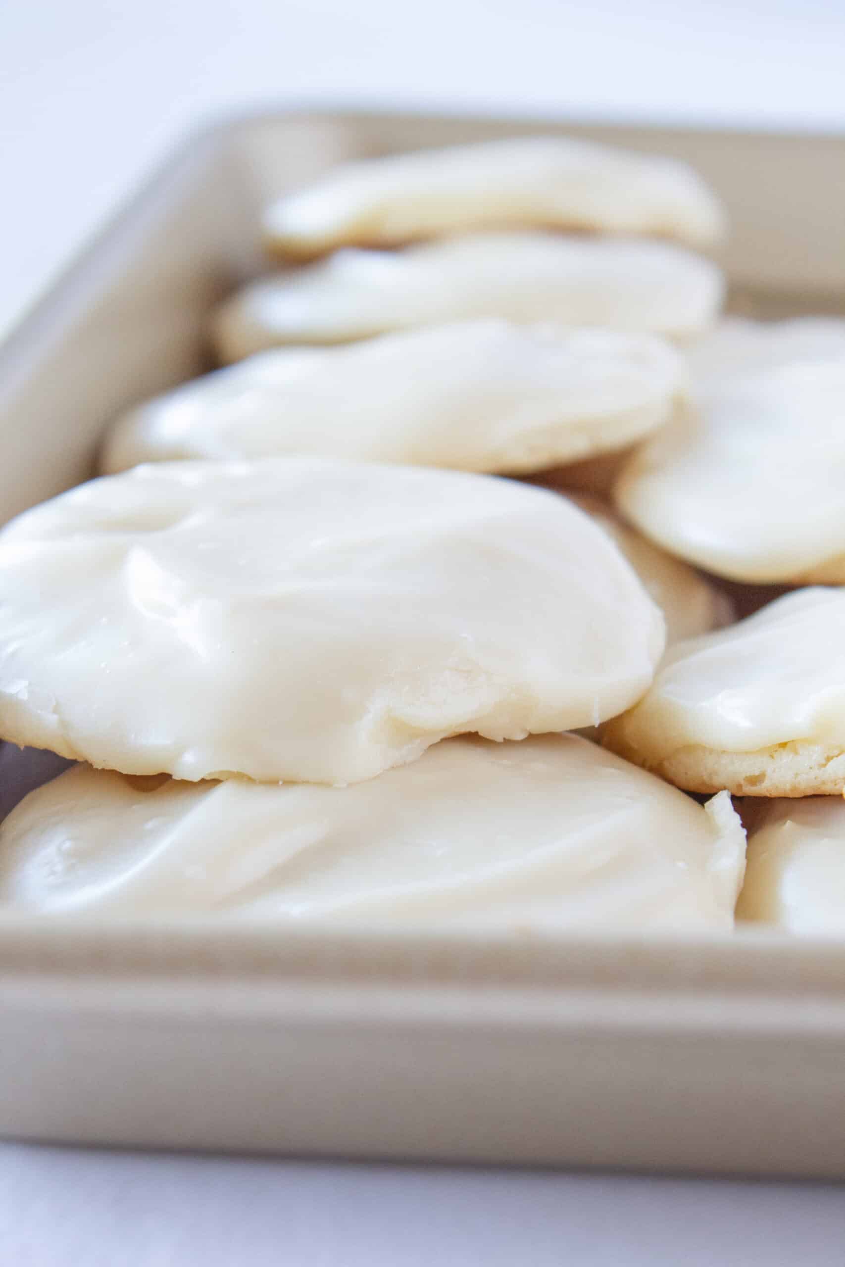 White Sheet Cake Cookies Recipe with a Cake Mix featured by top US cookie blogger, Practically Homemade.