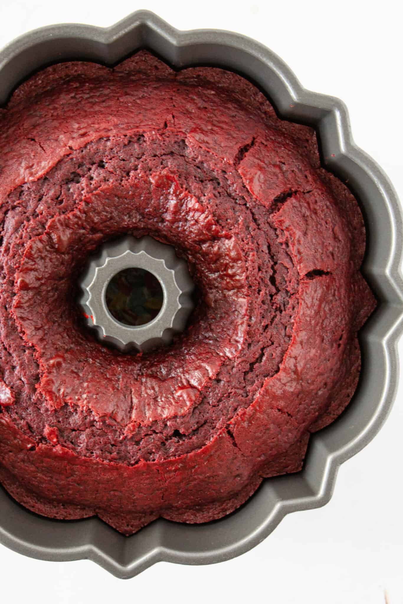 Red Velvet Bundt Cake Recipe with Cake Mix featured by top US dessert blogger, Practically Homemade