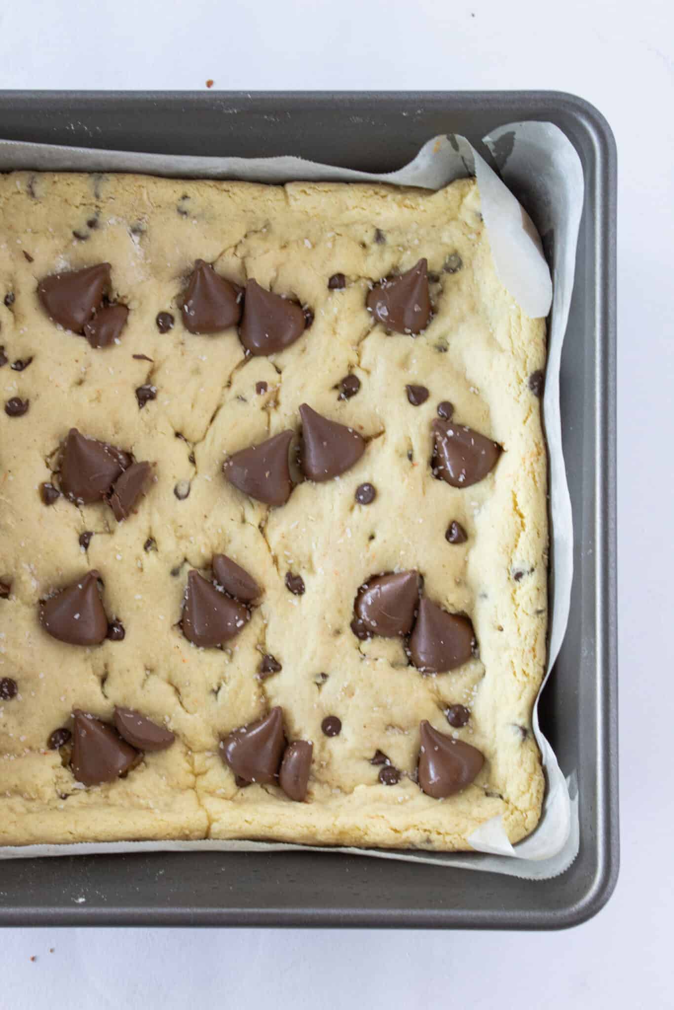 Brown Butter Hersheys Kiss Cookie Bars Made with a Cake Mix featured by top US cookie blogger, Practically Homemade
