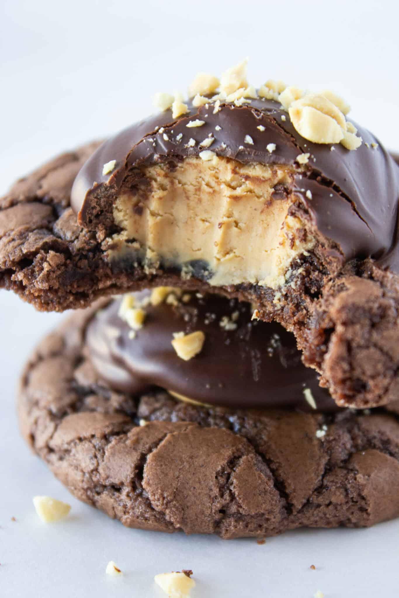 Brownie Mix Cookies: Buckeye Brownie Cookies Recipe featured by top US cookies blog, Practically Homemade