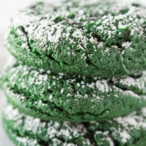 Green Velvet Cream Cheese Cookies with a Cake Mix recipe, perfect for St Patrick's Day, featured by top US cookies blog, Practically Homemade