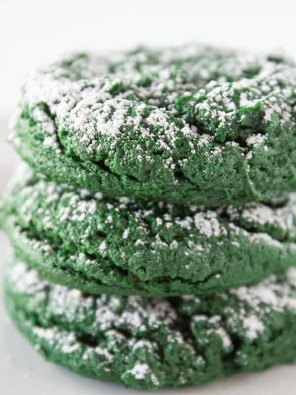 Green Velvet Cream Cheese Cookies with a Cake Mix recipe, perfect for St Patrick's Day, featured by top US cookies blog, Practically Homemade