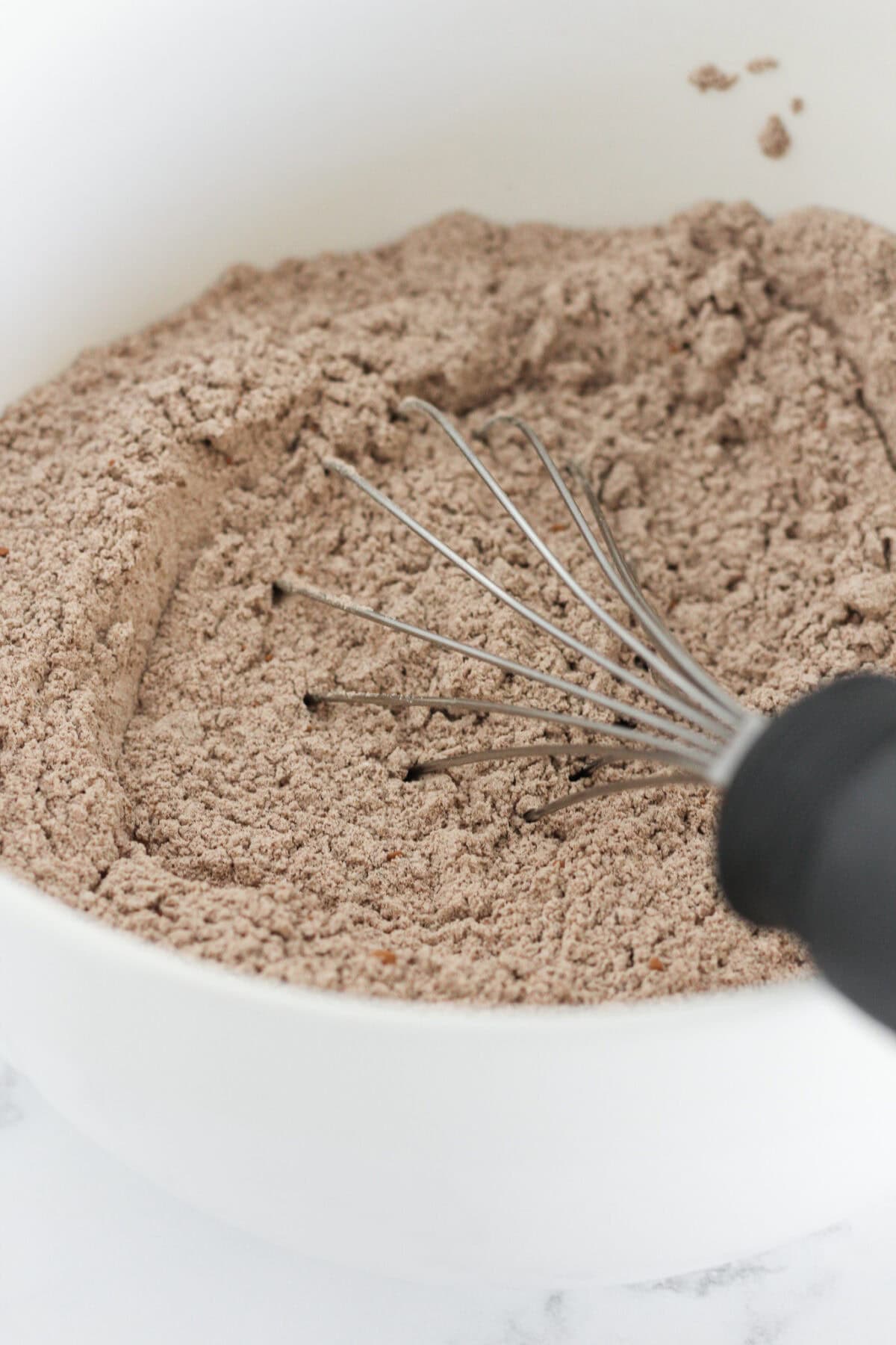 Whisking the dry ingredients.