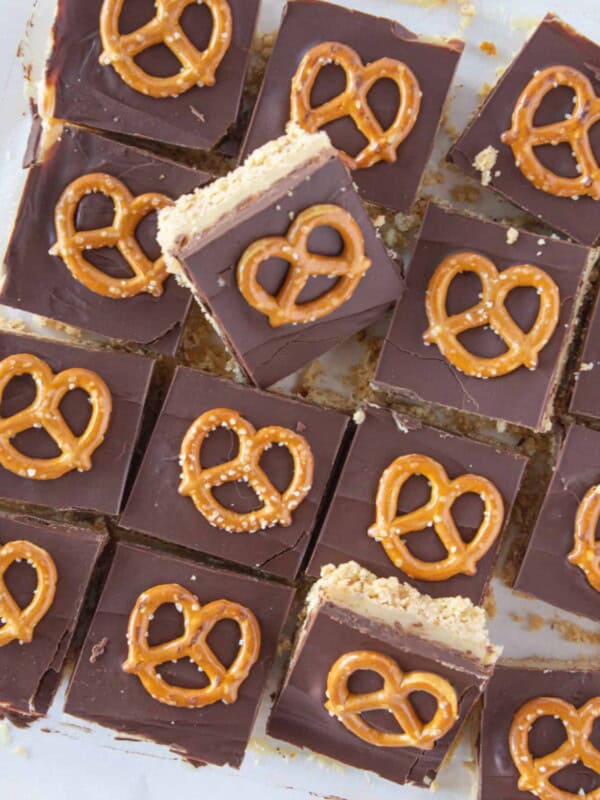 Easy No Bake Millionaire Bars Recipe featured by top US dessert blogger, Practically Homemade