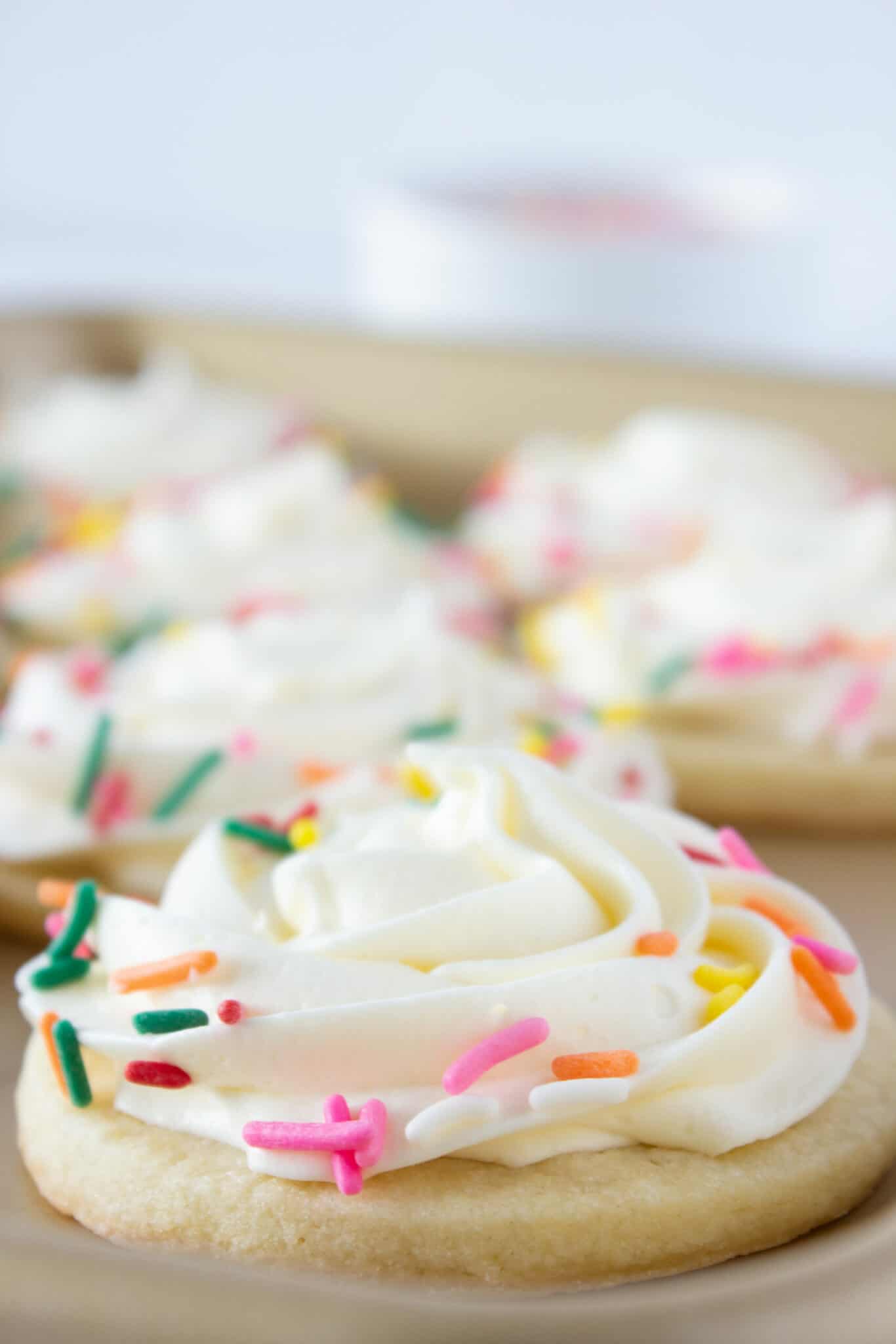 Easy Spring Sugar Cookies with Marshmallow Buttercream, a recipe featured by top US cookies blogger, Practically Homemade