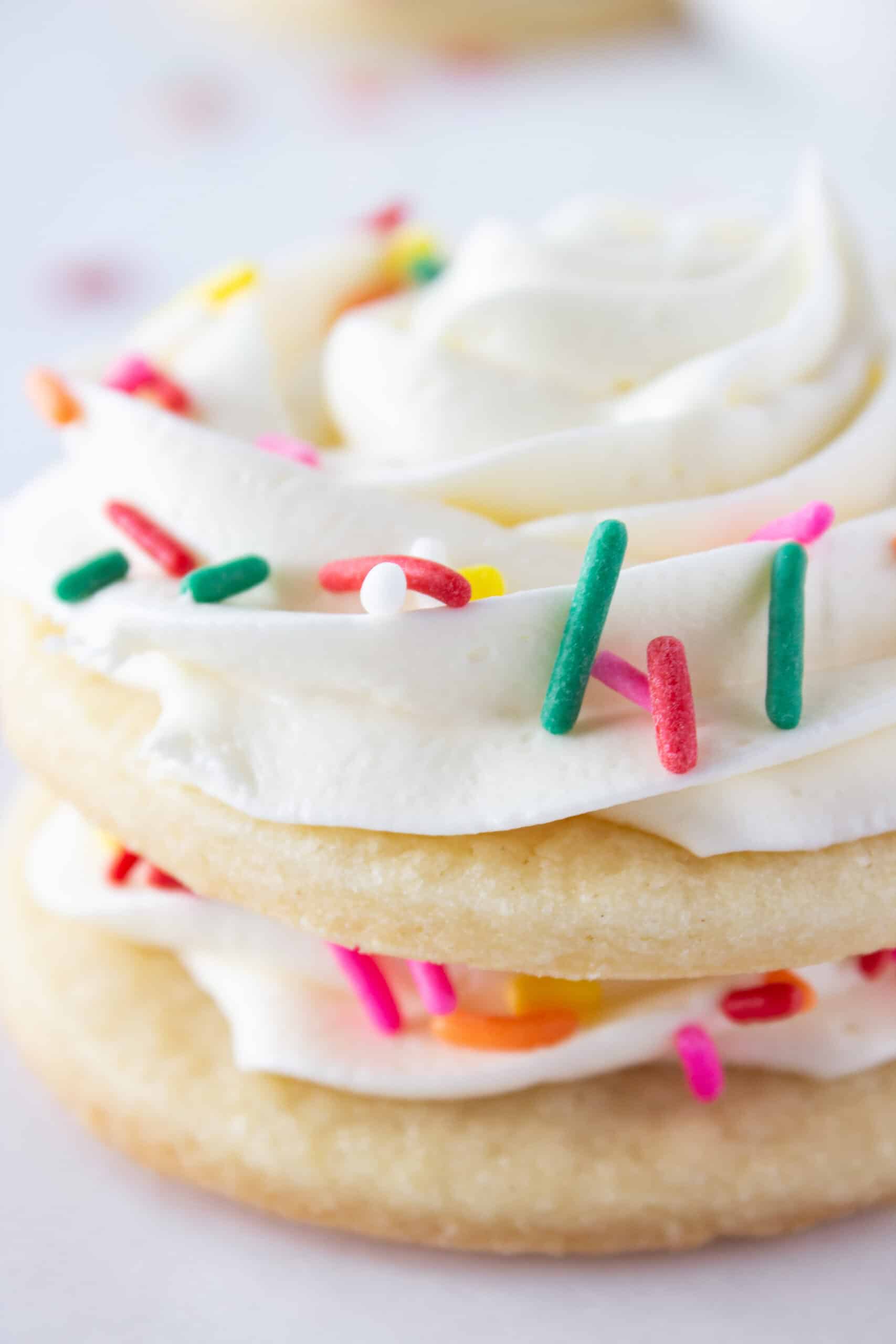 Easy Spring Sugar Cookies with Marshmallow Buttercream, a recipe featured by top US cookies blogger, Practically Homemade