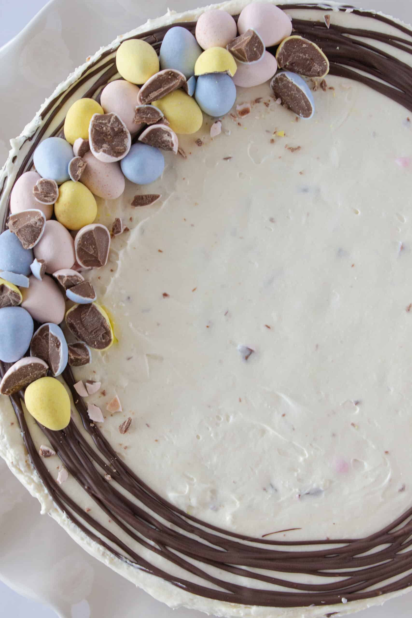 Mini Cadbury Egg Cheesecake Recipe, a no bake cheesecake featured by top US dessert blogger, Practically Homemade