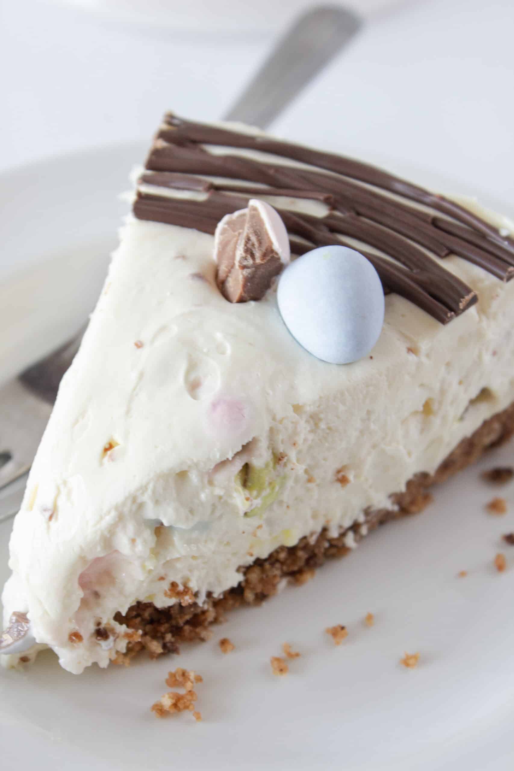 Mini Cadbury Egg Cheesecake Recipe, a no bake cheesecake featured by top US dessert blogger, Practically Homemade