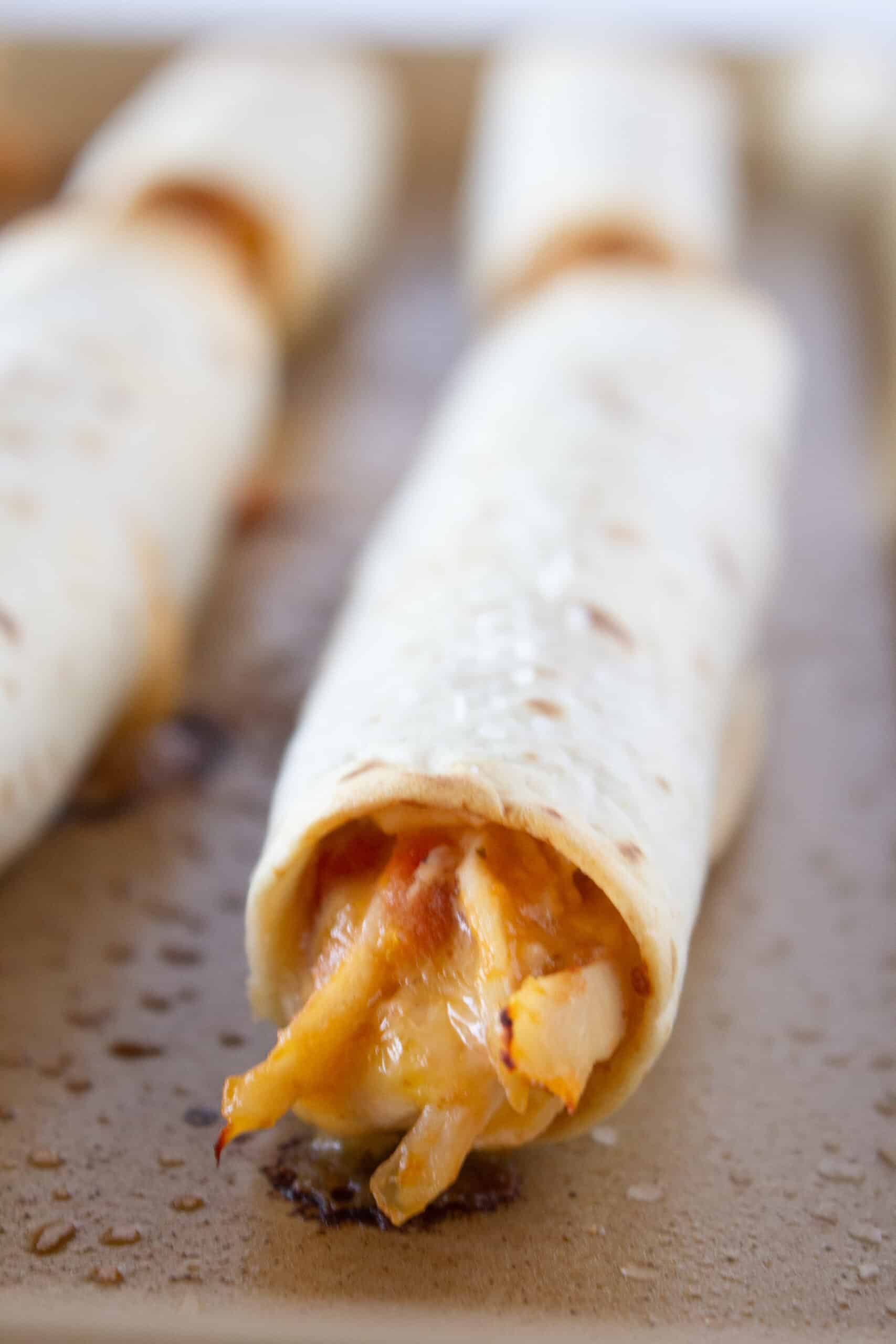 Dinner Ideas: Easy 5 Ingredient Chicken Taquitos, a Recipe featured by top US food blogger, Practically Homemade
