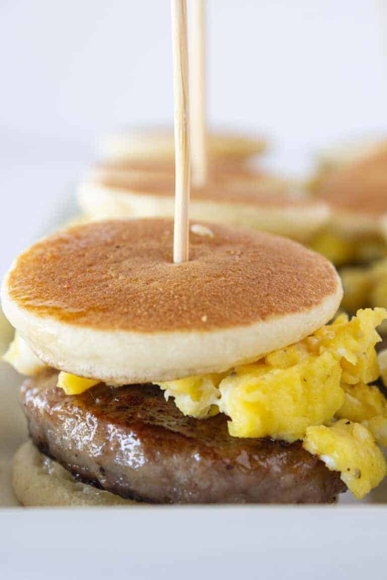 Breakfast for Dinner: Pancake Sausage and Egg Sliders Recipe