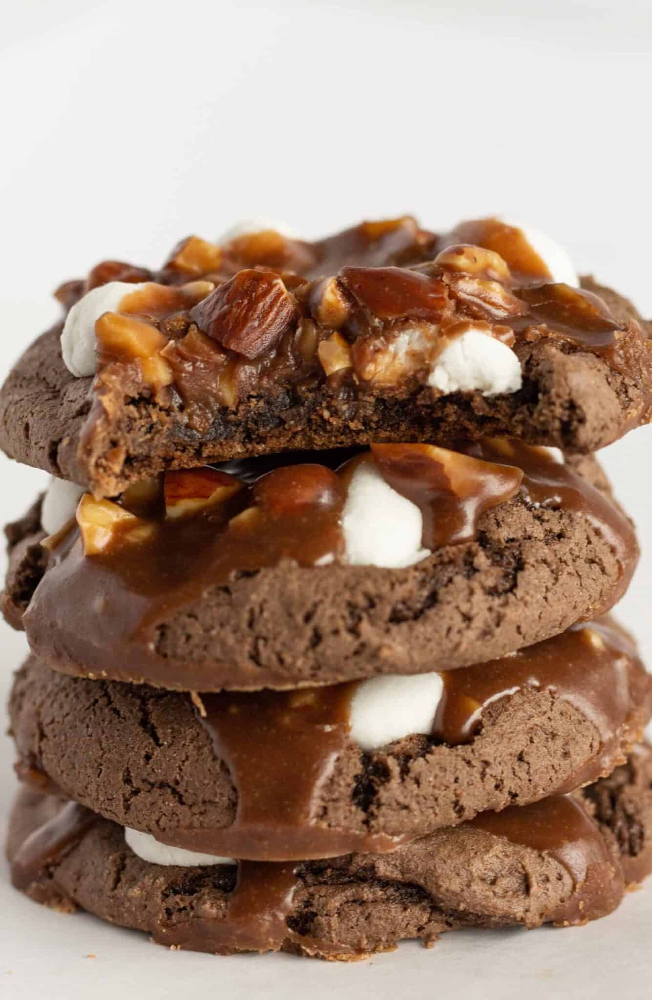 Easy Rocky Road Sheet Cake Cookies featured by top US cookies blogger, Practically Homemade