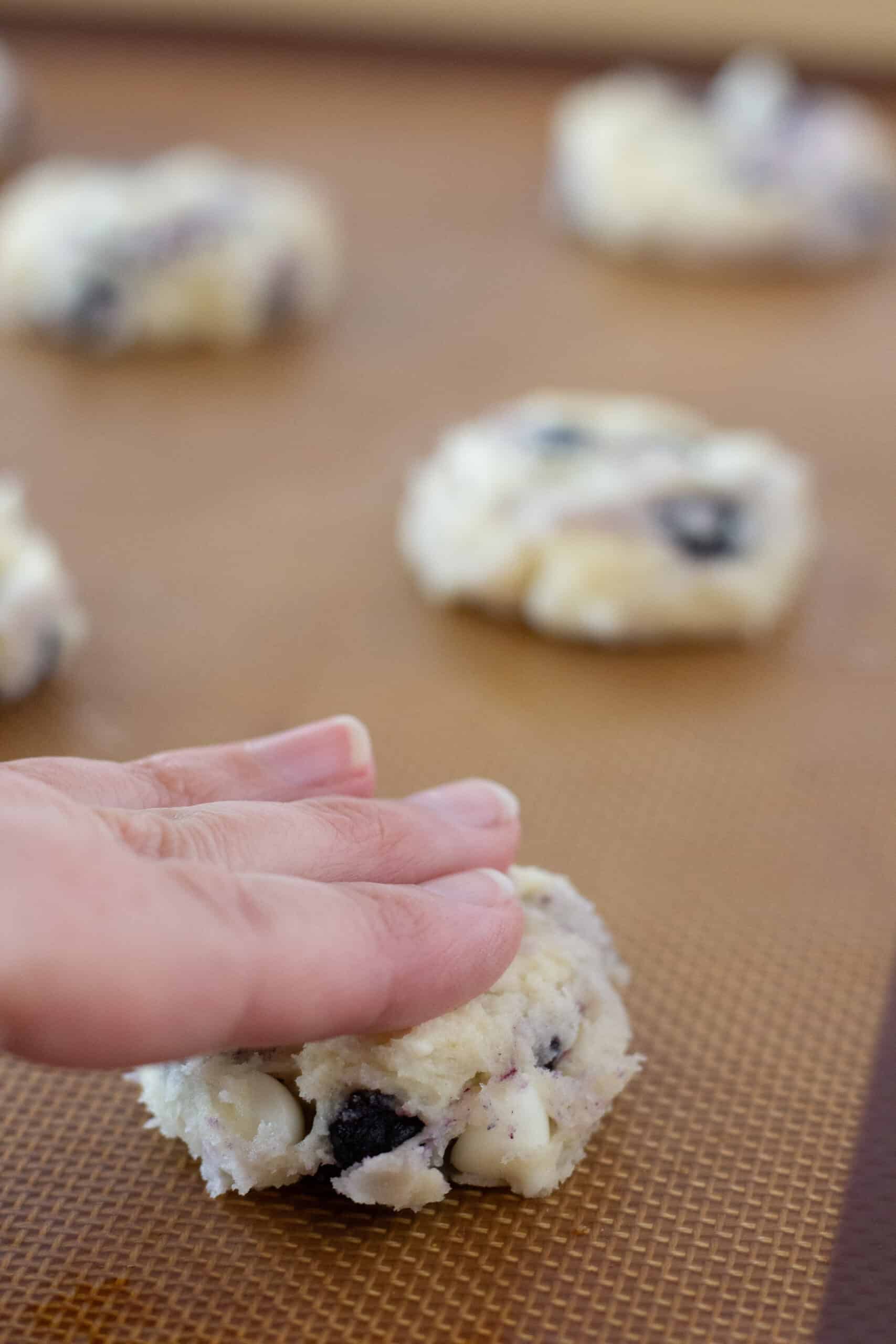 Easy Blueberry Cheesecake Cookies Recipe with a Cake Mix featured by top US cookies blogger, Practically Homemade