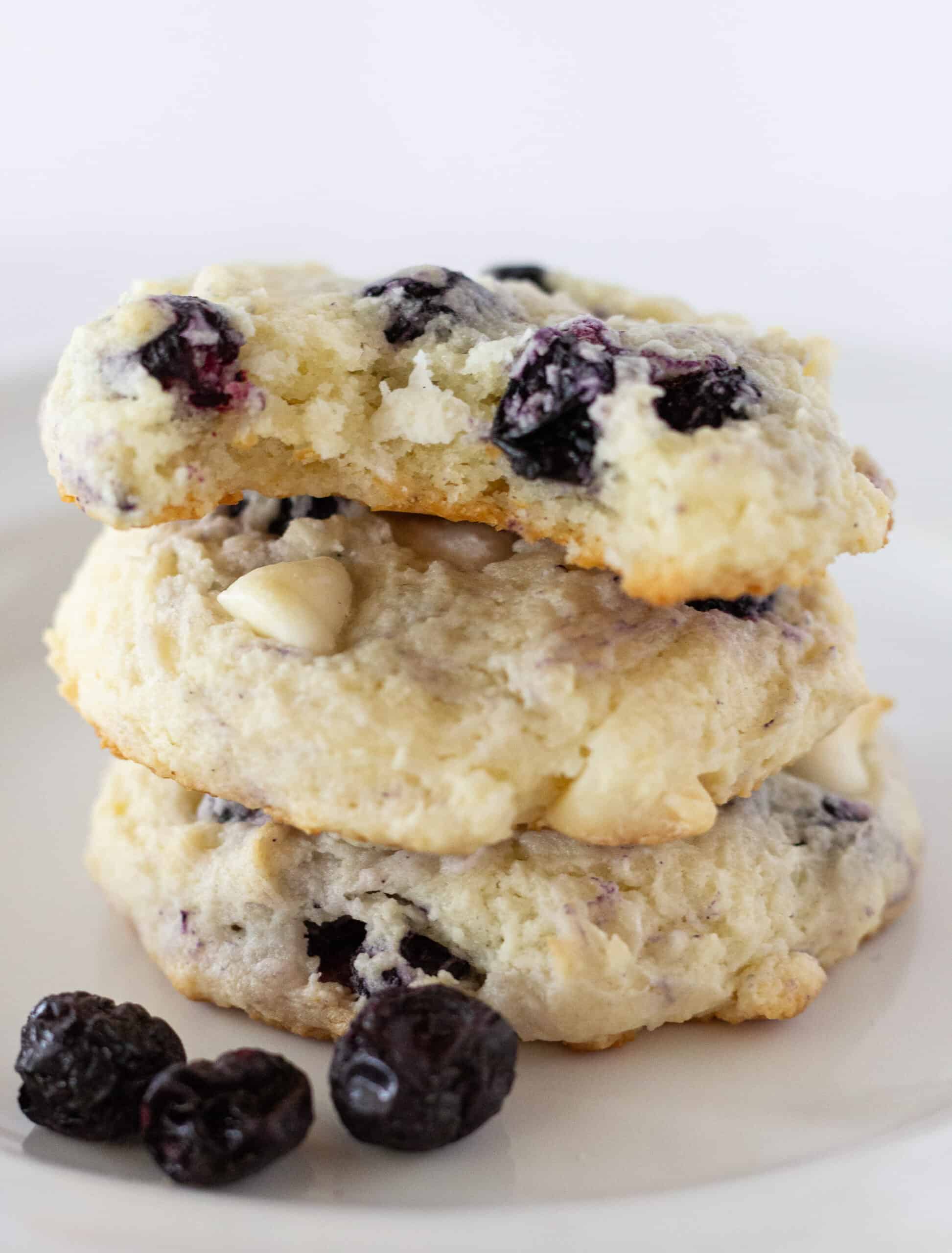 Easy Blueberry Cheesecake Cookies Recipe with a Cake Mix featured by top US cookies blogger, Practically Homemade