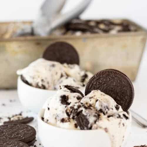 No Churn Oreo Ice Cream Recipe featured by top US dessert blogger, Practically Homemade