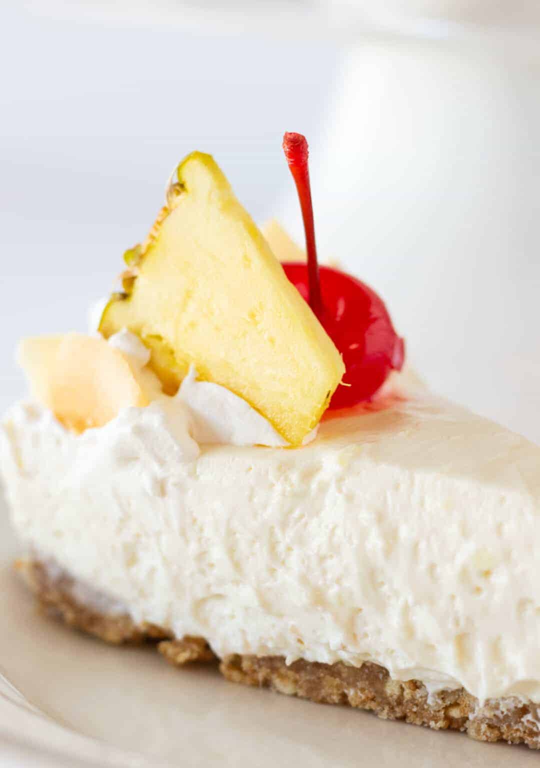 Pina Colada No Bake Cheesecake - Practically Homemade