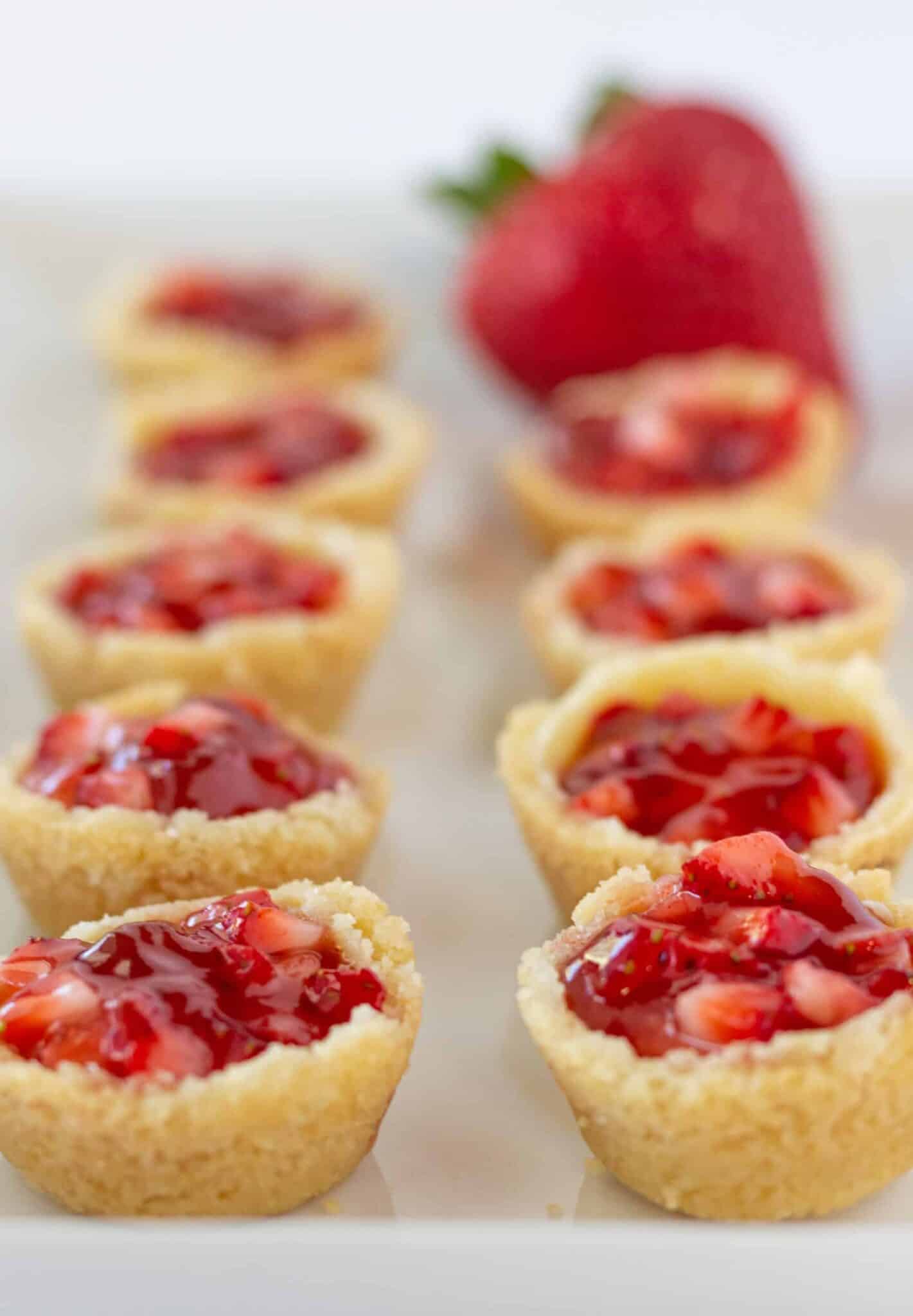 Strawberry Cream Cheese Pastry Bites on a tray and ready to serve.