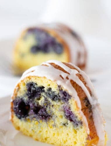 Blueberry Bundt Cake with a Cake Mix featured by top US dessert blogger, Practically Homemade