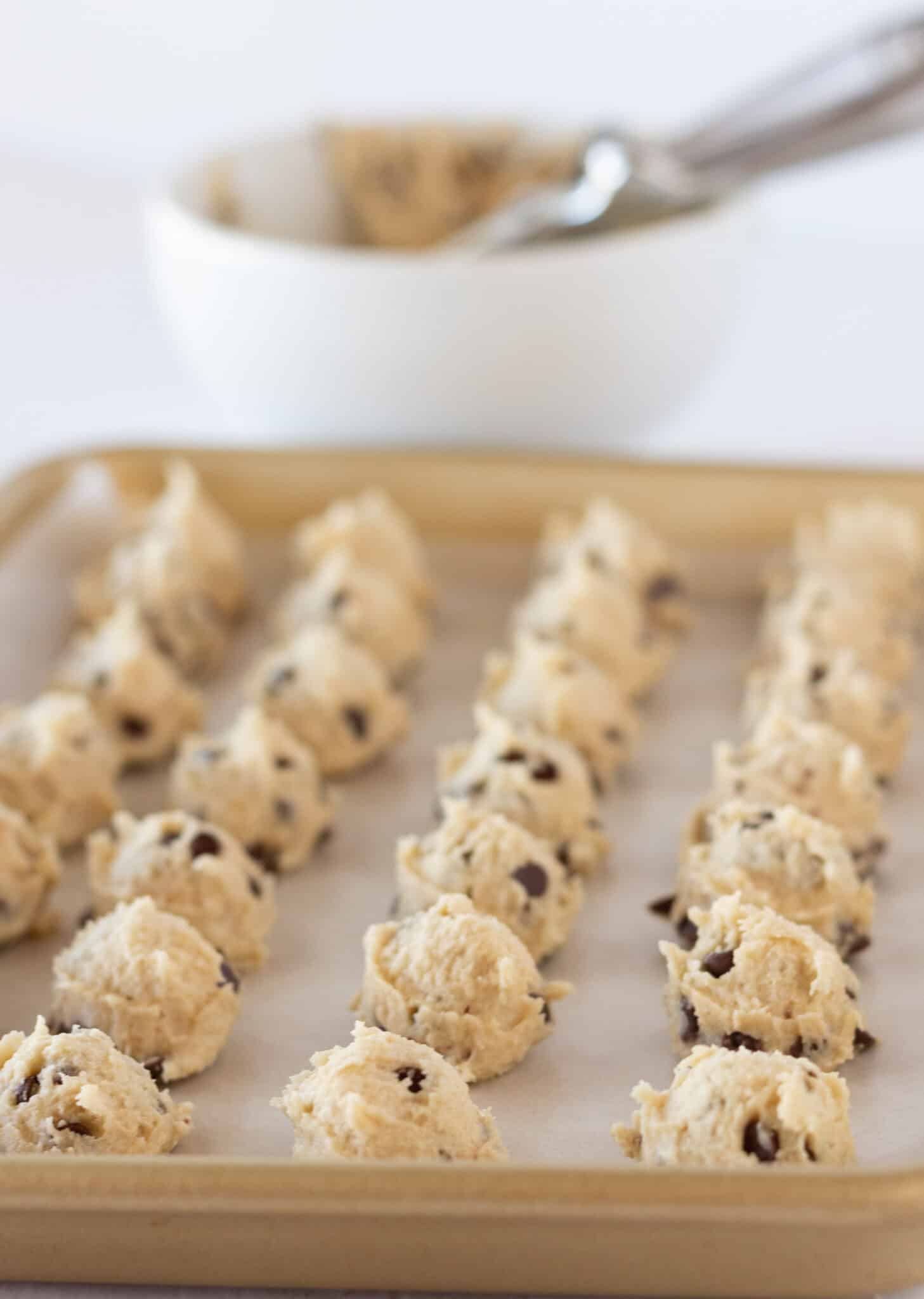 Easy Eggless Chocolate Chip Cookie Dough Recipe featured by top US cookie blogger, Practically Homemade