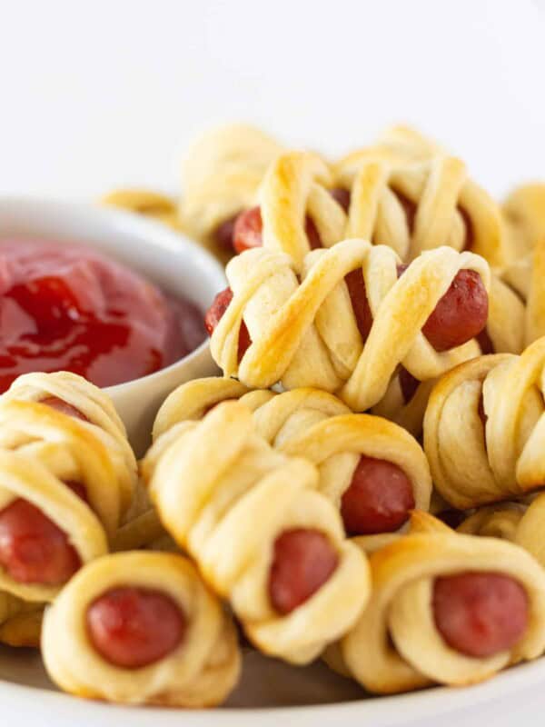 Mini Hot Dog Mummies Recipe featured by top US food blogger, Practically Homemade