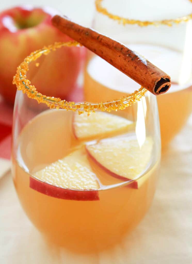 Cider Sangria Spritzer Recipe, a Fall Cocktail featured by top US recipe blogger, Practically Homemade