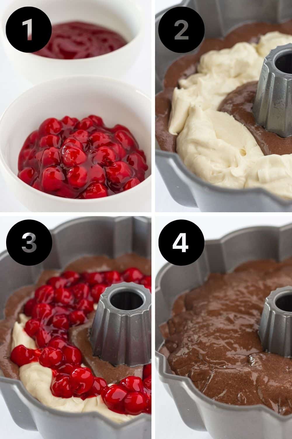 Cherry Cheesecake Chocolate Bundt Cake Recipe Made with a Cake Mix featured by top US dessert blogger, Practically Homemade