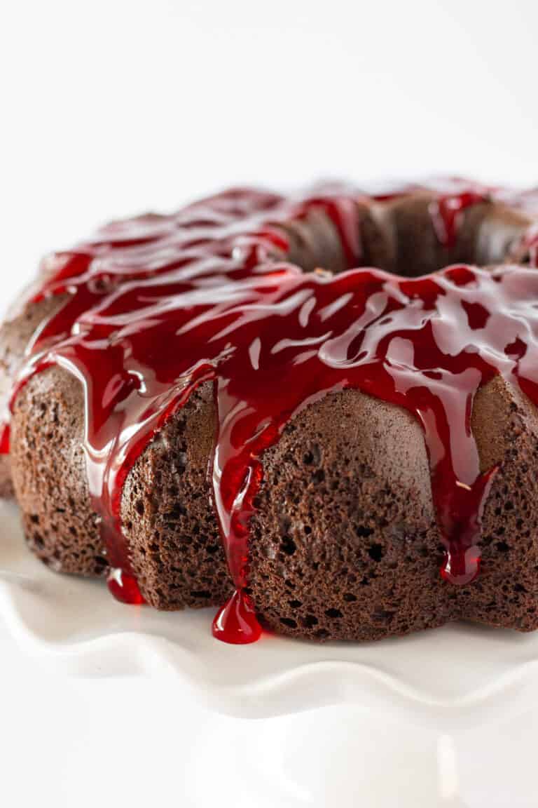 Cherry Cheesecake Chocolate Bundt Cake | Practically Homemade
