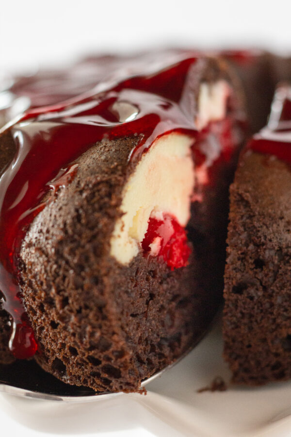 Cherry Cheesecake Chocolate Bundt Cake | Practically Homemade
