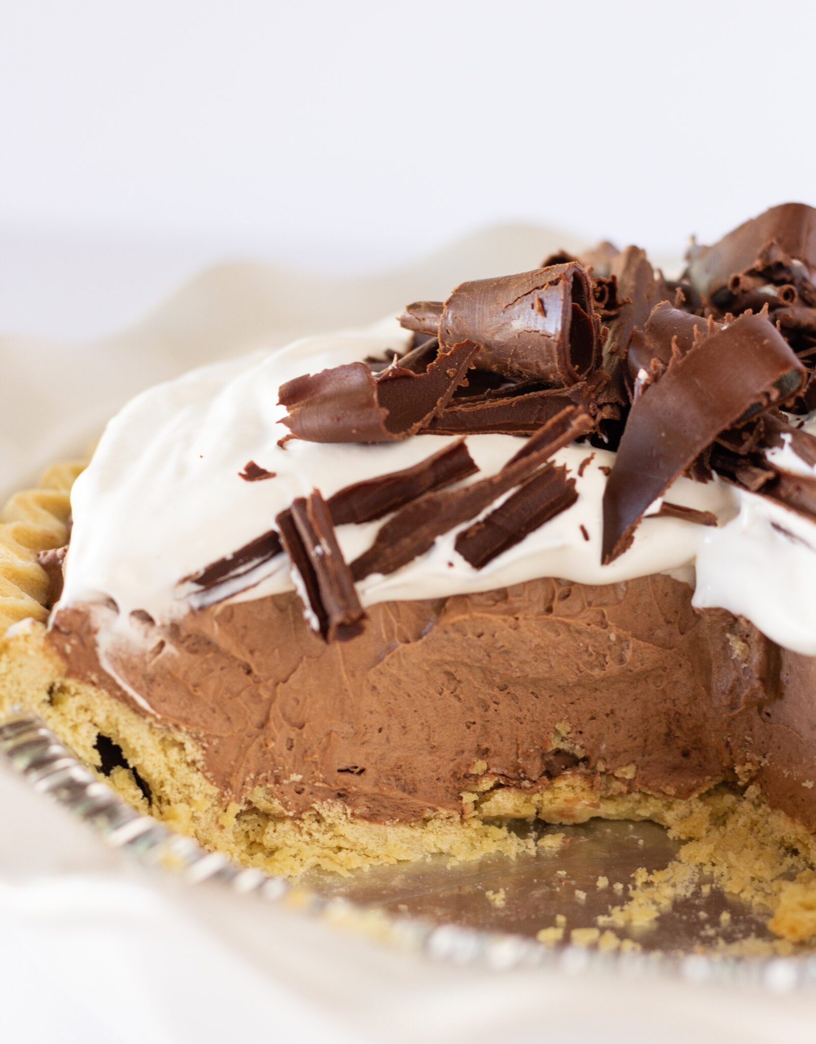 Easy Chocolate Mousse Pie Recipe with Pudding Mix featured by top US dessert blogger, Practically Homemade