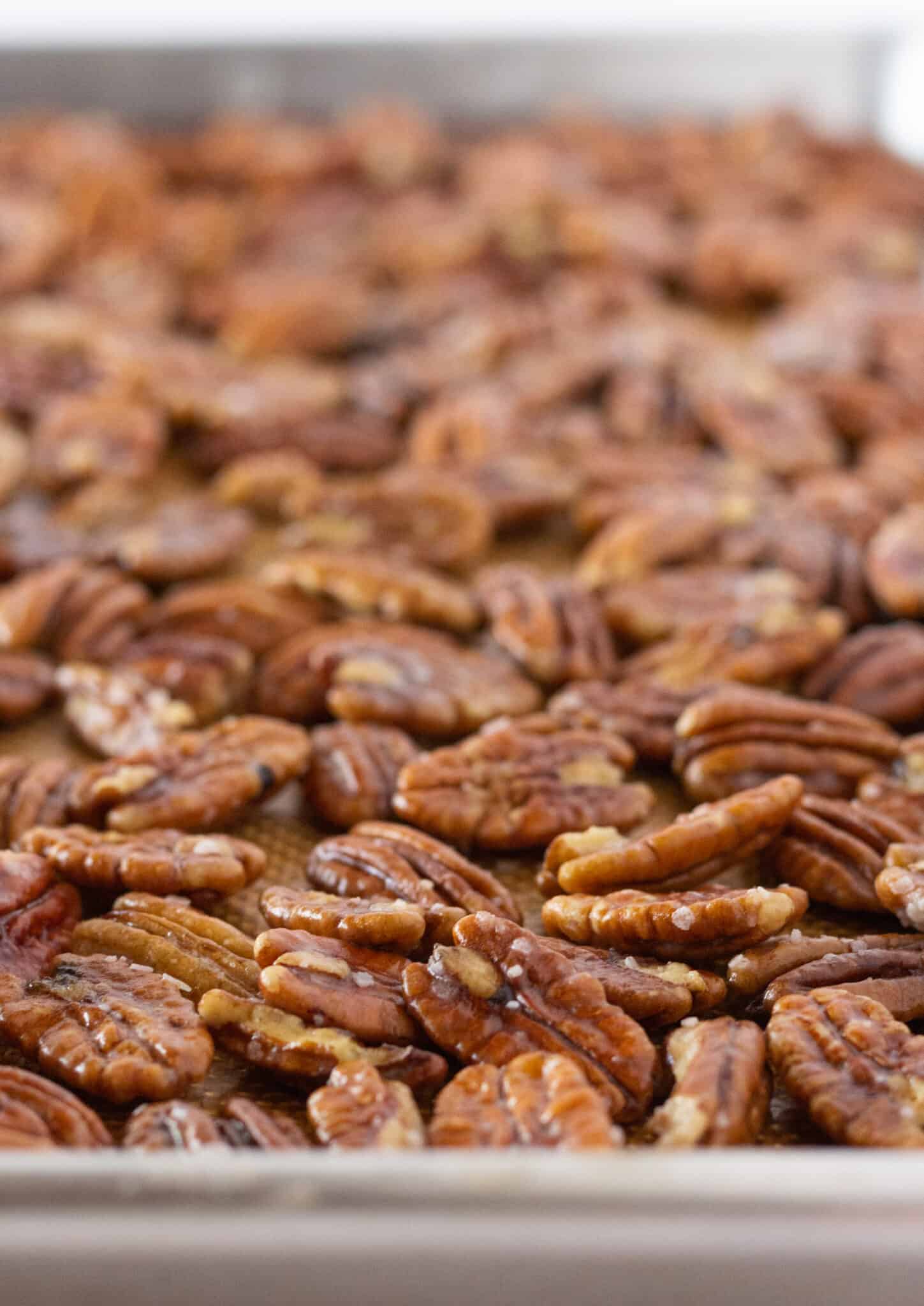 Easy Salted Buttered Pecans recipe featured by top US food blogger, Practically Homemade
