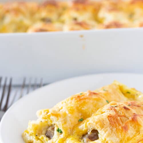 Pigs in a Blanket Breakfast Casserole Recipe featured by top US food blogger, Practically Homemade