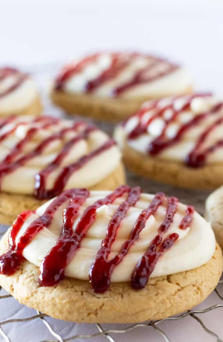 Copycat Crumbl Raspberry Cheesecake Cookies Made with a Cake Mix