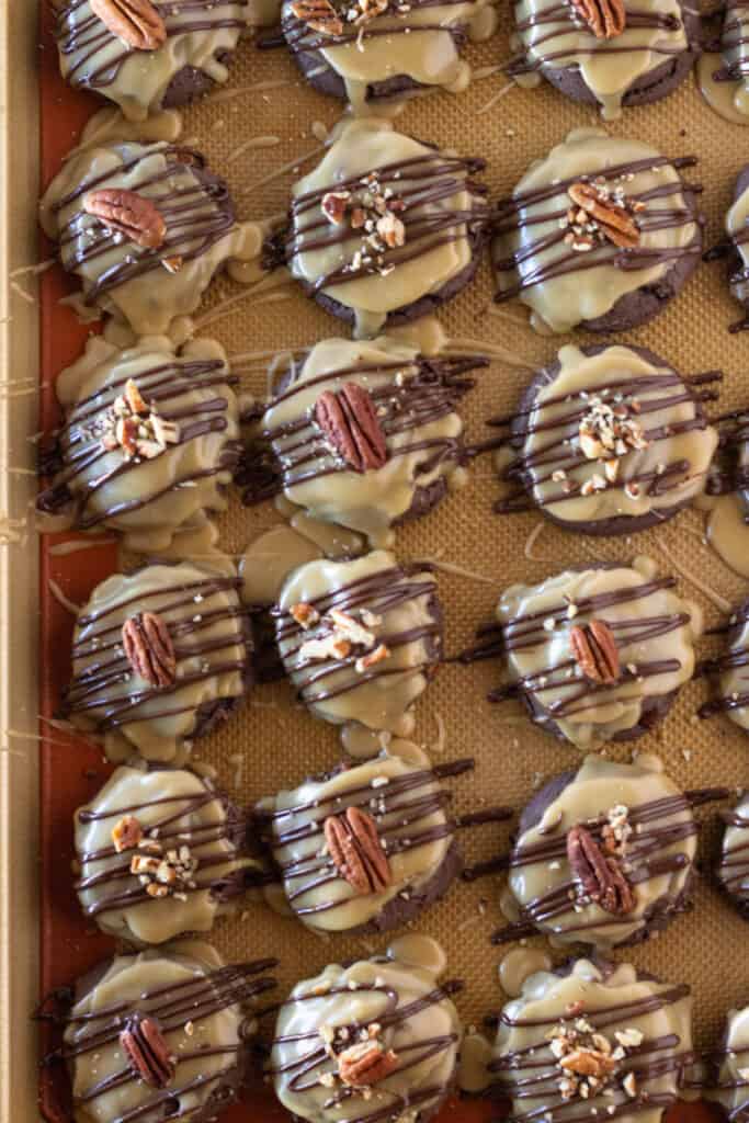 Texas Sheet Cake Cookies Made with a Cake Mix featured by top US cookies blogger, Practically Homemade
