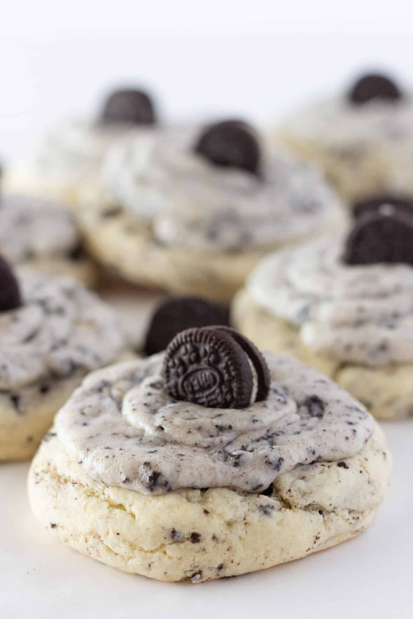 Crumbl Copycat Cookies and Cream Milkshake Cookies, a recipe made with a cake mix featured by top US cookie blogger, Practically Homemade