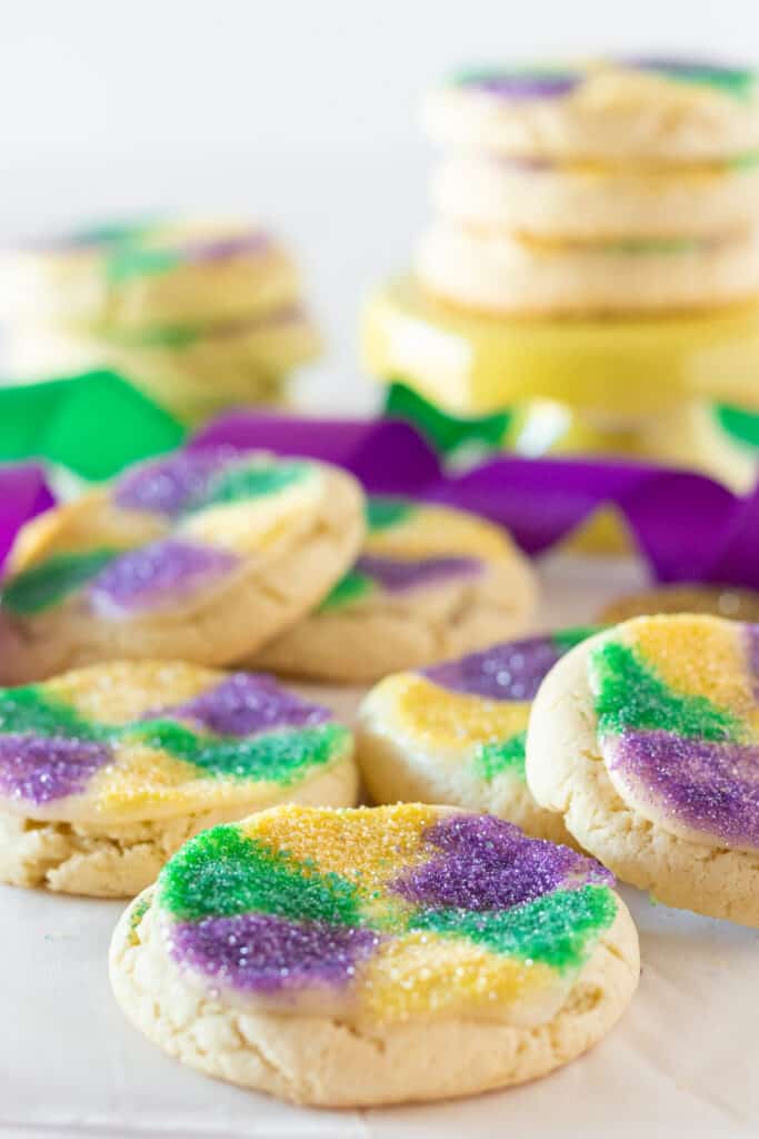 Easy Mardi Gras Cookie Recipe featured by top US cookie blogger, Practically Homemade