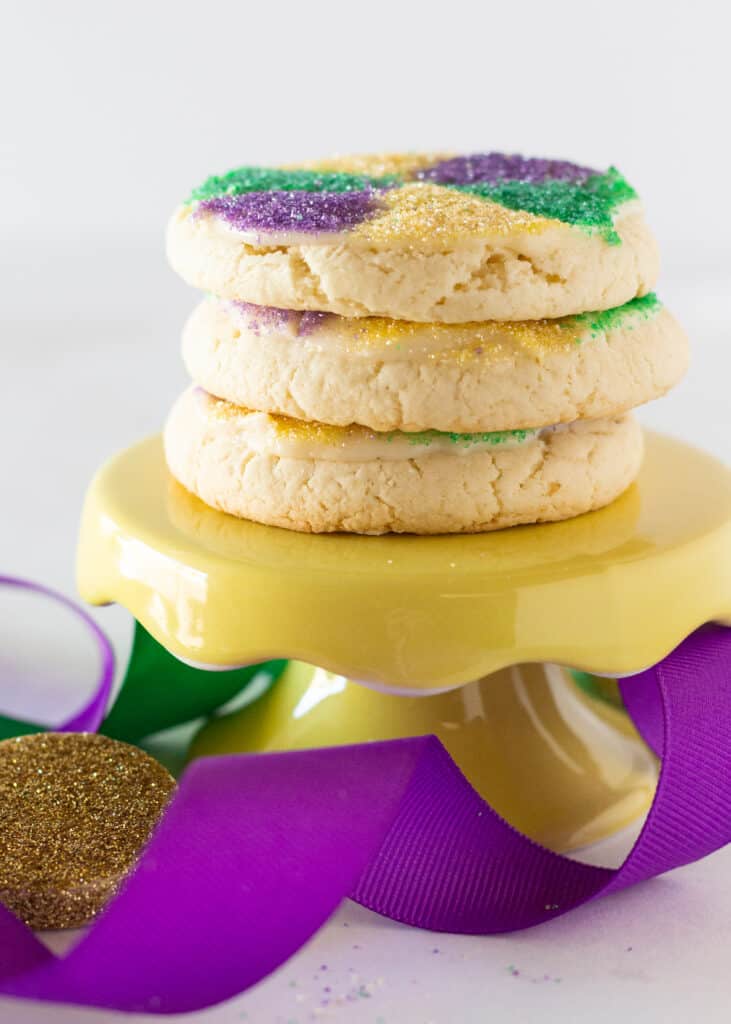 Easy Mardi Gras Cookie Recipe featured by top US cookie blogger, Practically Homemade