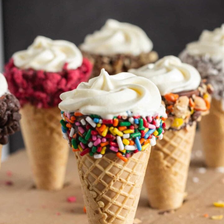 No Bake Cheesecake Waffle Cones Recipe - Practically Homemade