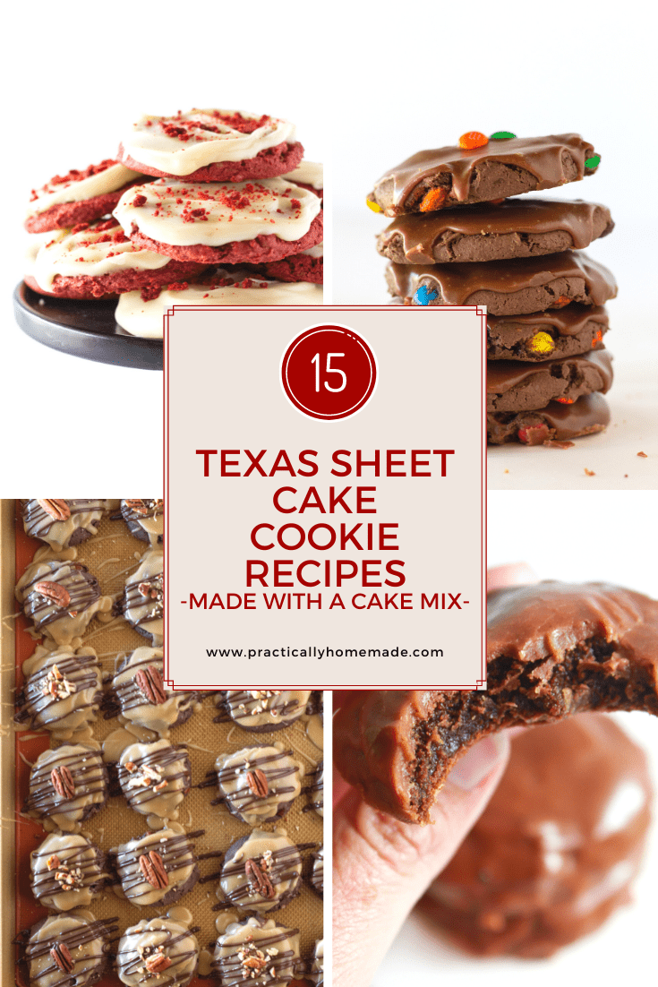 Texas Sheet Cake Cookies Made with a Cake Mix featured by top US cookies blogger, Practically Homemade